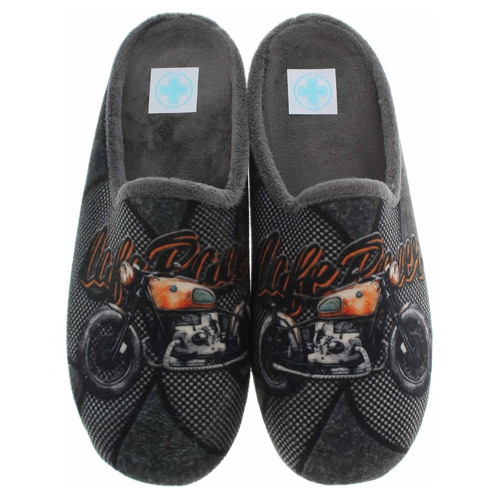 Papuci barbati Medi Line 150-025, gri, Gri