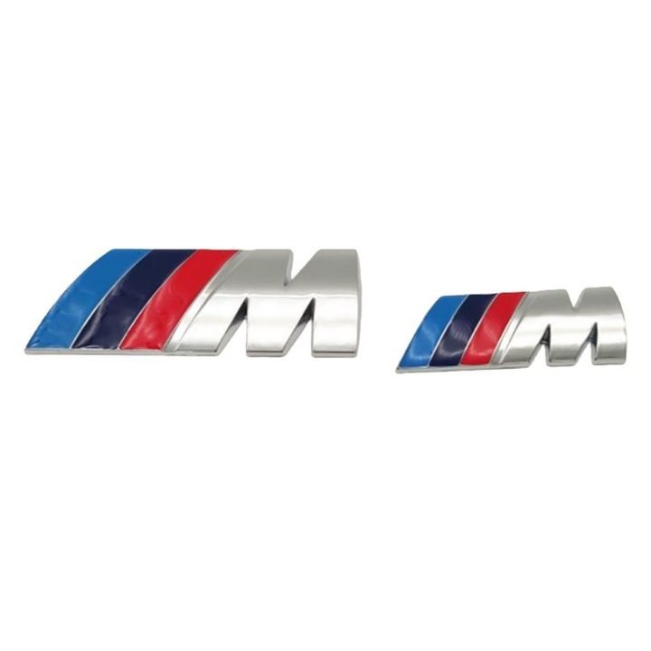 Set 2 Embleme M pentru BMW, argintiu, 83x32mm, 55x20mm