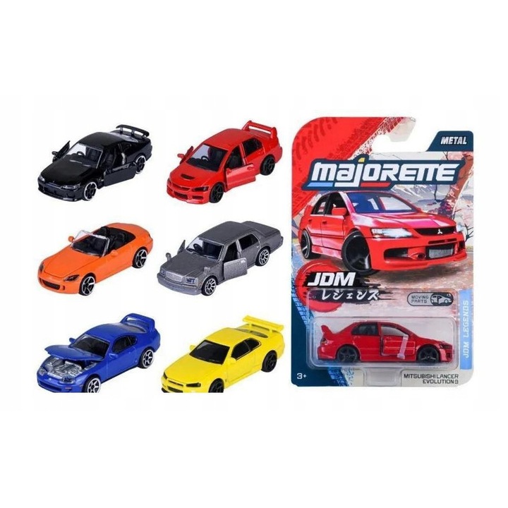 Masinute JDM Legends Premium, Majorette, set 6 modele, metal, 1:64, lungime 7, 5cm