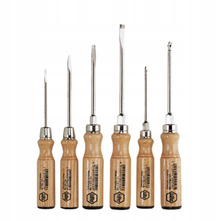 Комплект отвертки Wiha, 6 елемента, плоски и Pozidriv, размери 3.5x75mm - 7.5x125mm, ергономични дръжки