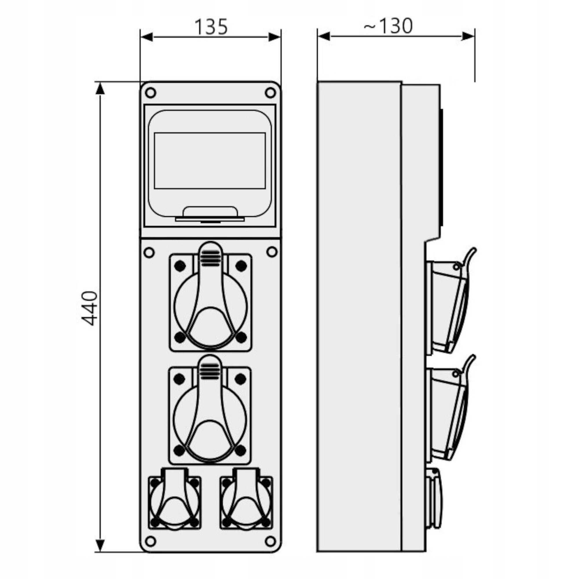 Elektromos elosztó 6 modul, Elektromet, 2x32A, IP54, Kábelezett - eMAG.hu