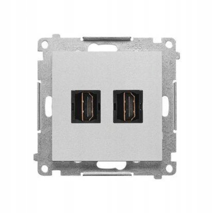 Gniazdo HDMI dublu, Kontakt-Simon, aluminiu mat, 2 prize, incastrat