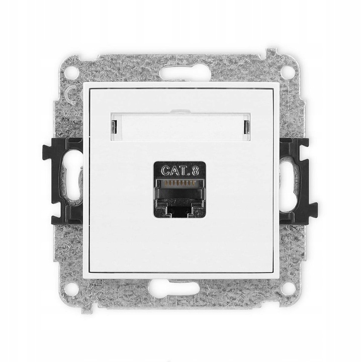Gniazdo RJ45 Cat. 8, Karlik, ecranat, alb mat, 1x, 80x80x6, 3mm