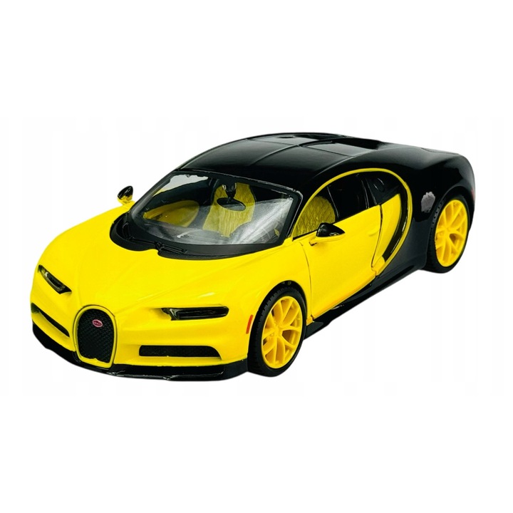 Model Metalic Bugatti Chiron Galben 1:24, Dimensiuni 18x9cm, Special Edition
