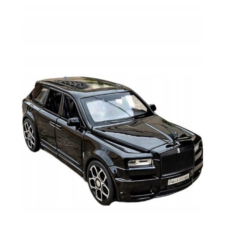 Gyűjthető modellautó, Rolls Royce Cullinan, fém, fekete, 1:32, 15, 5x8x5, 5cm