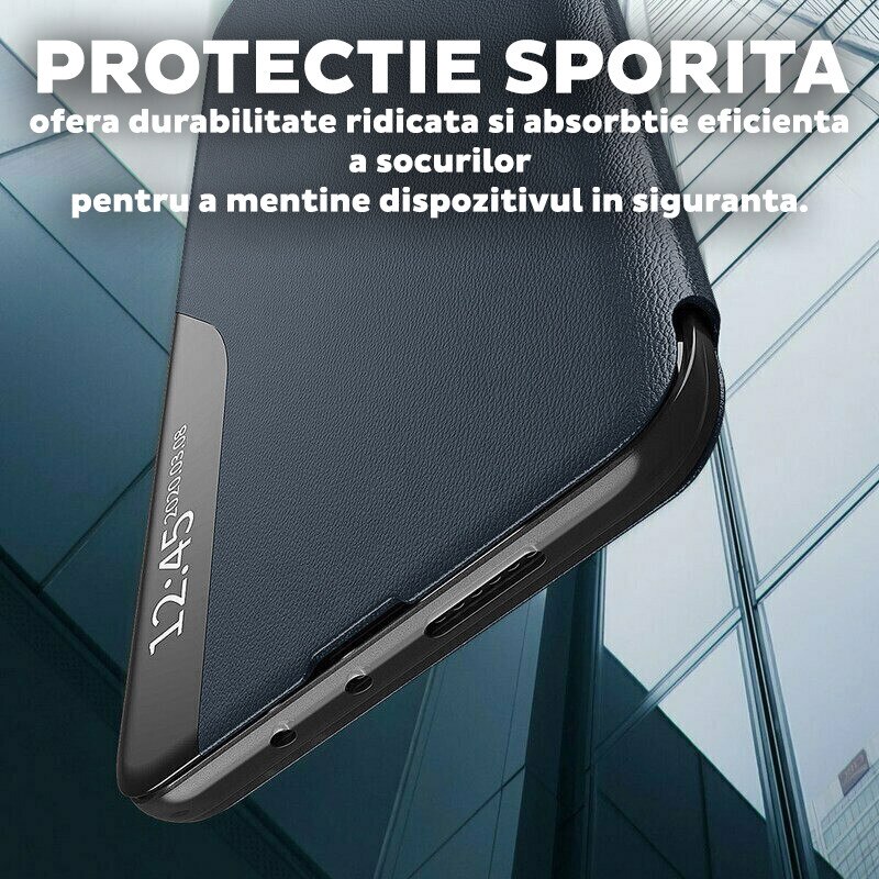 Husa pentru Honor Magic 8 Lite Tip Carte, S-View, Functie de Stand, Calitate Premium, Antisoc, Protectie Sporita, Albastru inchis