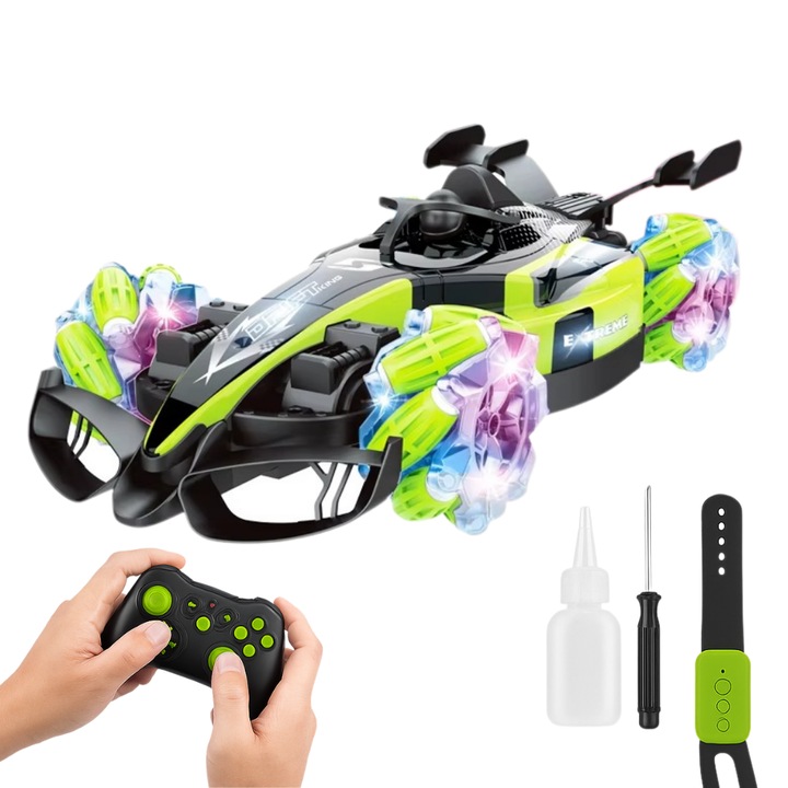 Masina cu Telecomanda IdealTI Extreme Drift 360, LED RGB, Efect Abur, 34x16x10cm, Set cu Telecomanda si Bratara