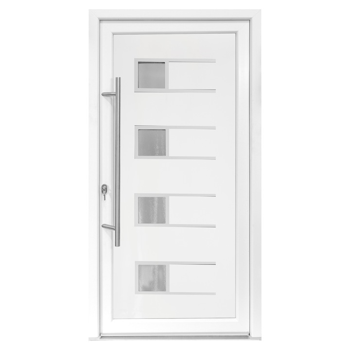 Usa exterior PVC EFRAIM, 980x2000 mm, deschidere stanga, alb, maner spatial