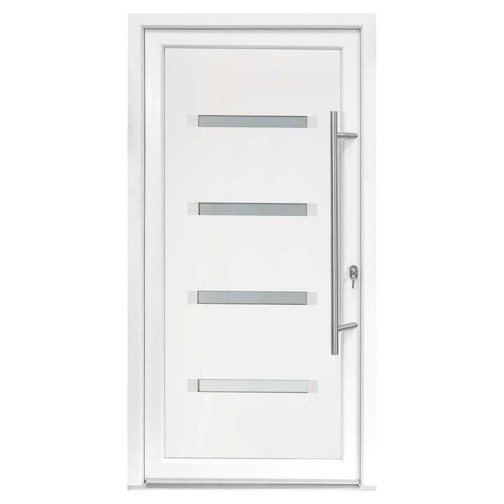 Usa exterior PVC MOSS, 980x2000 mm, deschidere dreapta, alb, maner spatial