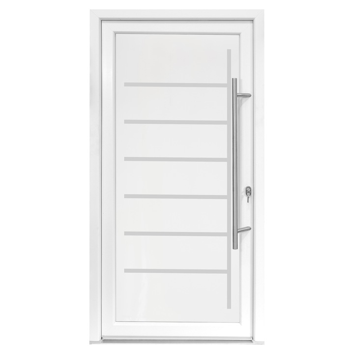 Usa exterior PVC ZETA, 980x2000 mm, deschidere dreapta, alb, maner spatial