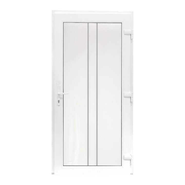 Usa exterior PVC OLIVIA, 980x2000 mm, deschidere dreapta, alb interior-gri antracit exterior