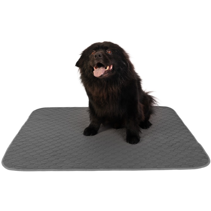 Set 2 covorase absorbante reutilizabile pentru caini, Flurrly, 70x100cm, impermeabile, antiderapante, gri