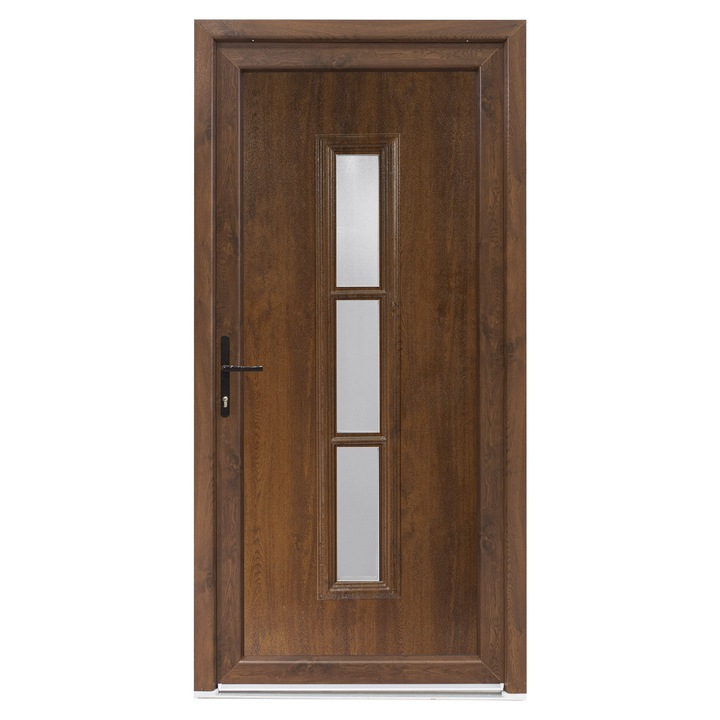 Usa exterior PVC SEDUM, 980x2000 mm, deschidere stanga, alb interior-nuc exterior