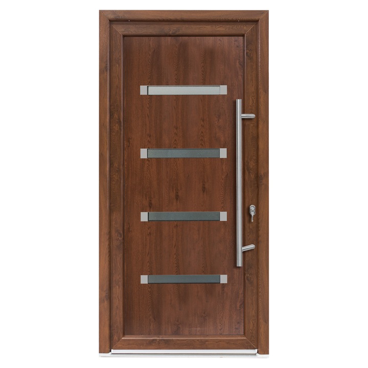 Usa exterior PVC MOSS, 980x2000 mm, deschidere dreapta, nuc, maner spatial