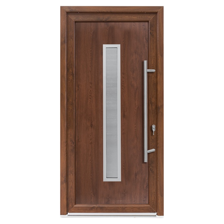 Usa exterior PVC SERENA, 980x2000 mm, deschidere dreapta, nuc, maner spatial