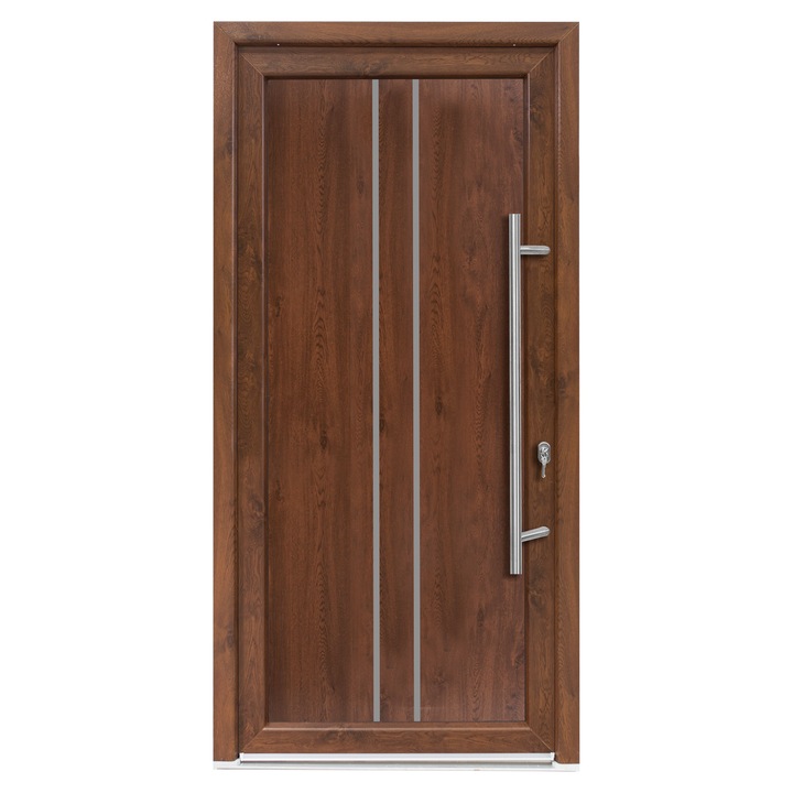 Usa exterior PVC OLIVIA, 980x2000 mm, deschidere dreapta, nuc, maner spatial