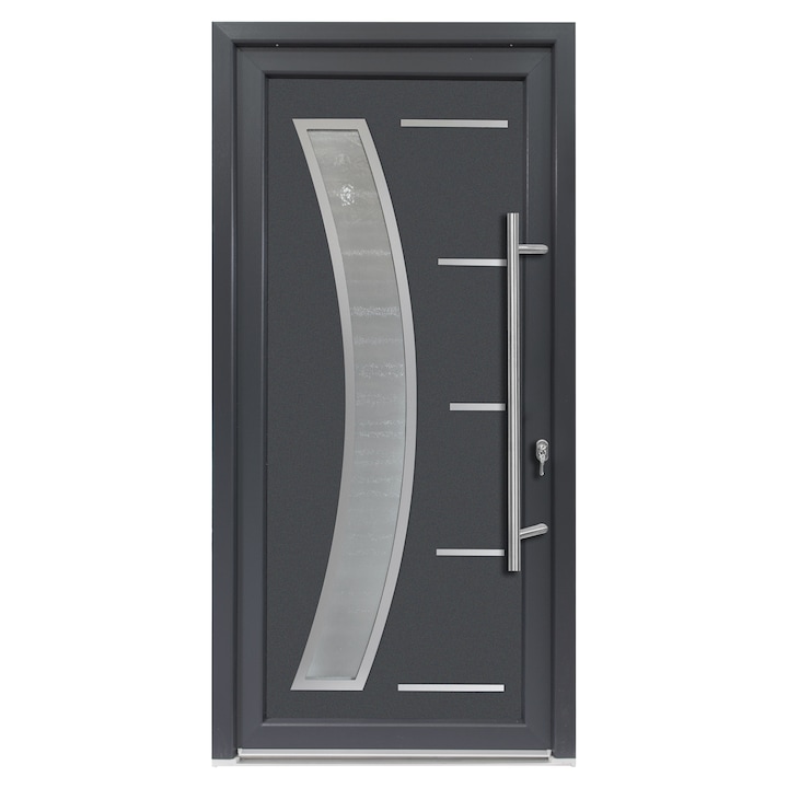 Usa exterior PVC GALIA, 980x2000 mm, deschidere dreapta, alb interior-gri antracit exterior, maner spatial