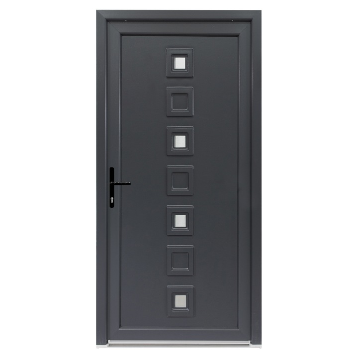 Usa exterior PVC LOLA, 980x2000 mm, deschidere stanga, alb interior-gri antracit exterior