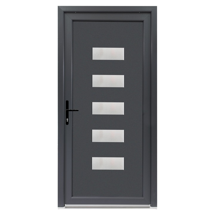 Usa exterior PVC PAUL, 980x2000 mm, deschidere stanga, alb interior-gri antracit exterior