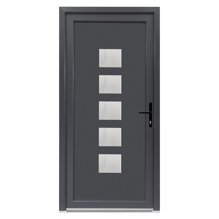 Usa exterior PVC MIA, 980x2000 mm, deschidere dreapta, alb interior-gri antracit exterior