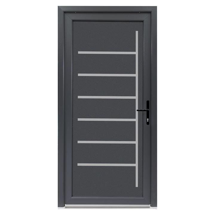Usa exterior PVC ZETA, 980x2000 mm, deschidere dreapta, alb interior-gri antracit exterior