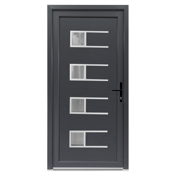 Usa exterior PVC EFRAIM, 980x2000 mm, deschidere dreapta, alb interior-gri antracit exterior