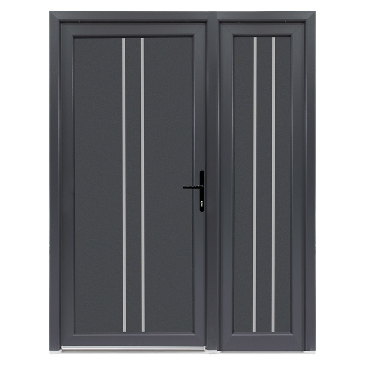 Usa exterior dubla PVC OLIVIA, 1400x2050 mm, deschidere dreapta, gri antracit