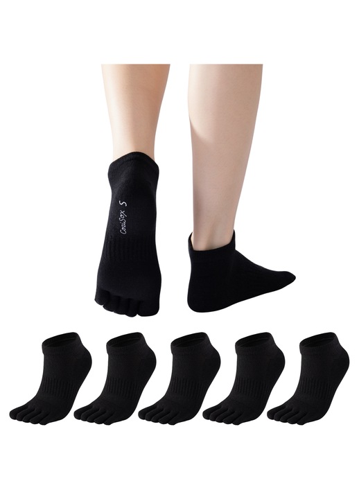 Set 5 perechi sosete scurte cu 5 degete, Negru