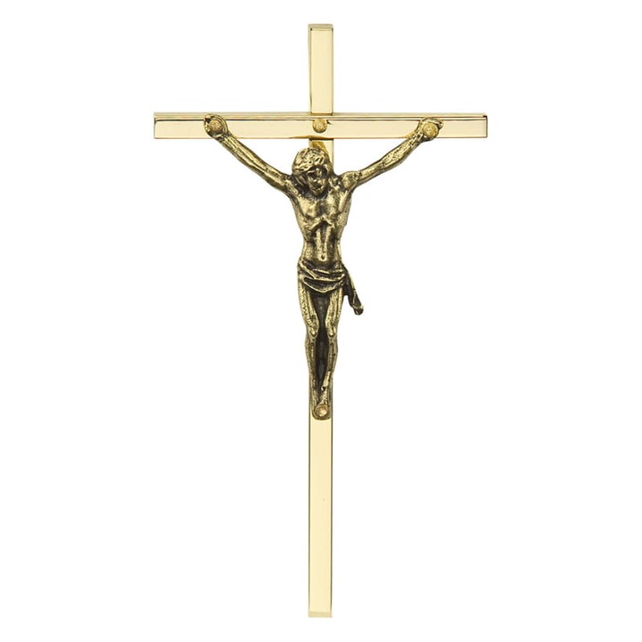 Crucifix suspendat, MORELI, 9,5 cm, aurie, din alama