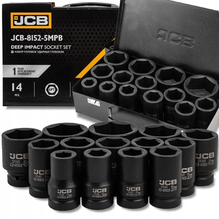 Set Chei Tubulare Impact JCB, 14 Elemente, Cr-Mo, 1", Metal
