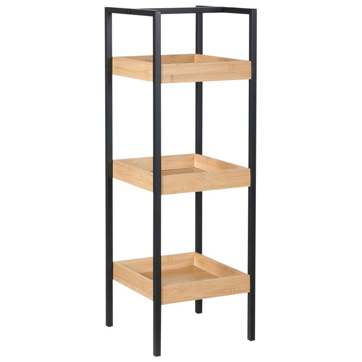 Biblioteca cu 3 rafturi Tajzara Lemn de bambus Maro deschis