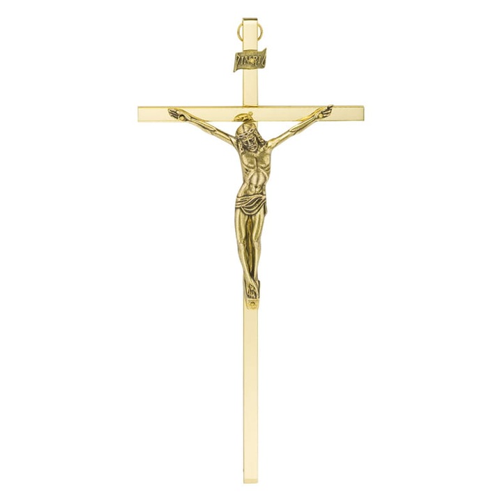Crucifix suspendat, MORELI, 26cm, aurie, din alama