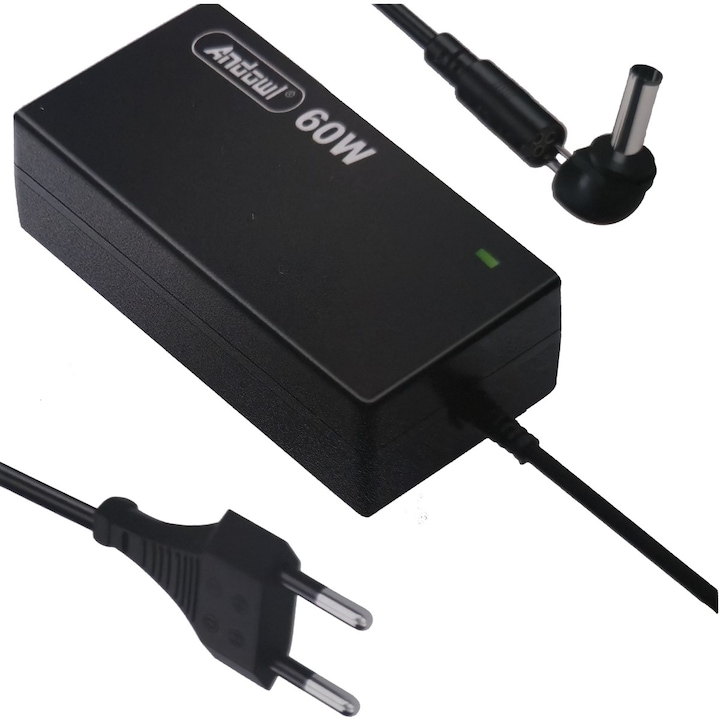 Incarcator universal pentru laptop Andowl Q-A280, 60W, 8 mufe interschimbabile, negru, cablu lung
