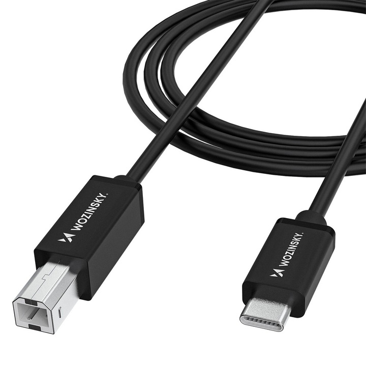 Cablu pentru transfer date Wozinsky WKDDY1S, USB-C la USB-B, 480Mb/s, 1m, Negru