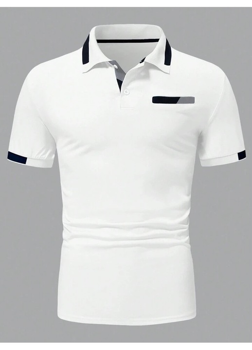 Férfi póló, fehér, galléros, XL