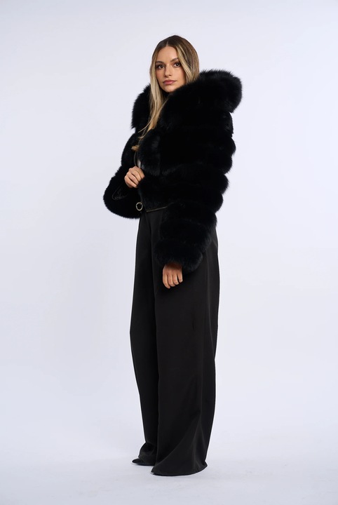 Luxus természetes szőrme kabát, Mályvaszín