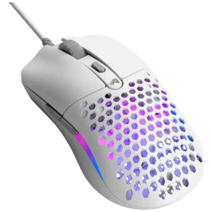 Mouse optic Glorious, 12000 DPI, 6 butoane, Alb, 55g