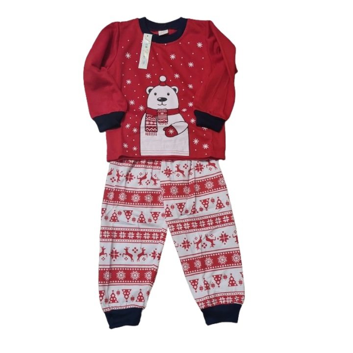 Gyerek karácsonyi pizsama, piros színű, Piros