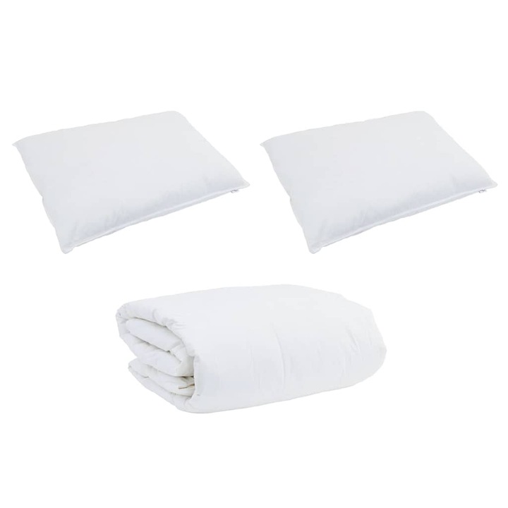 Set de Paturi cu perna 3 pcs, vidaXL, Alb, 200x220cm