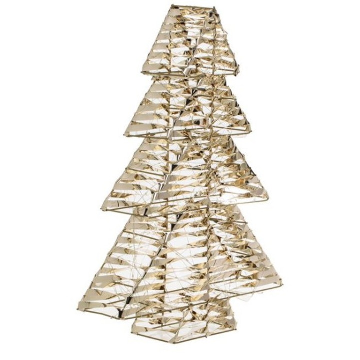 Brad Decorativ Metalic Auriu AB HOMES, 600 LED-uri Alb Cald, Timer, 42x11x60 cm