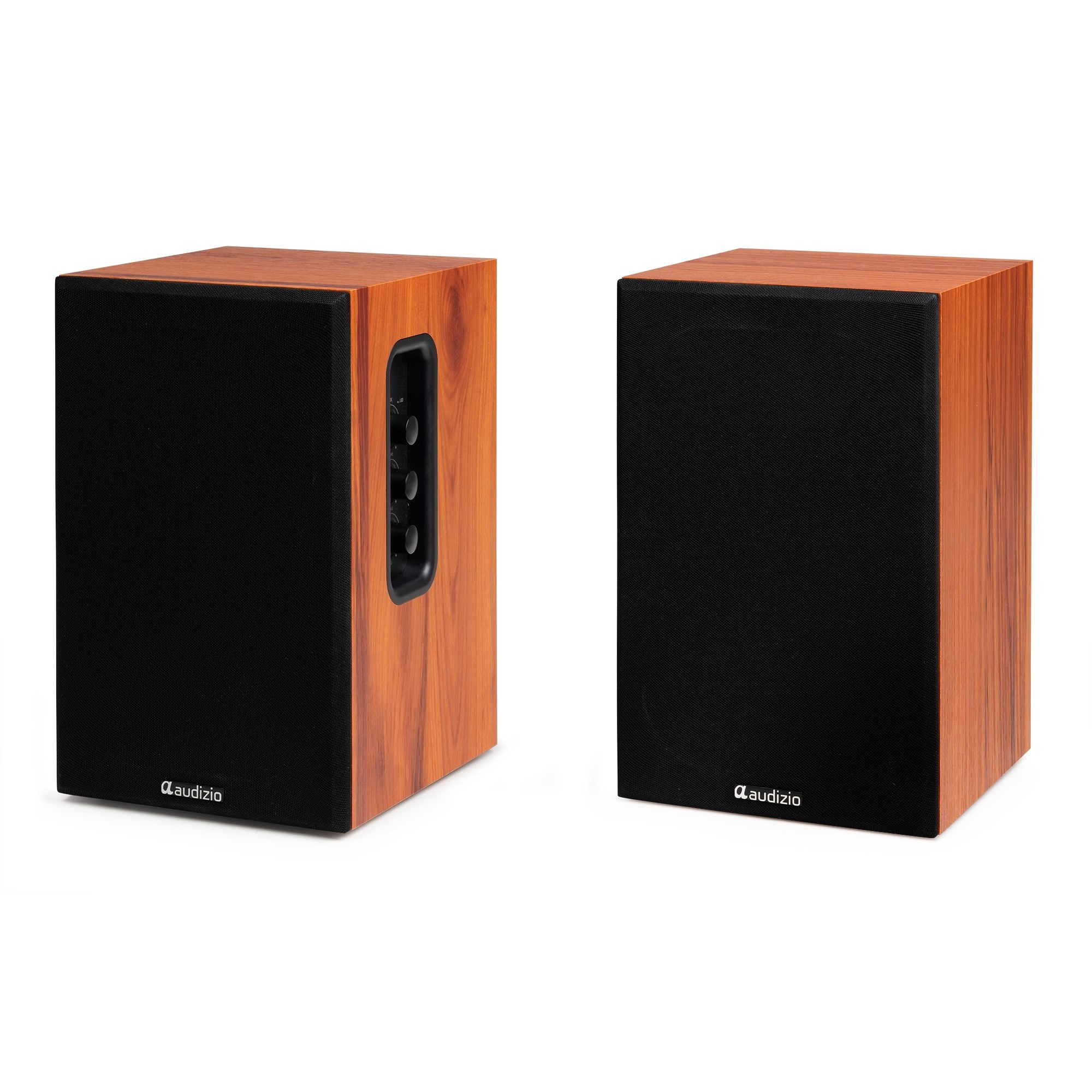 Set 2 boxe active Hi-Fi de raft, 4", 40W RMS, Bluetooth, maro lemn, Audizio KS02