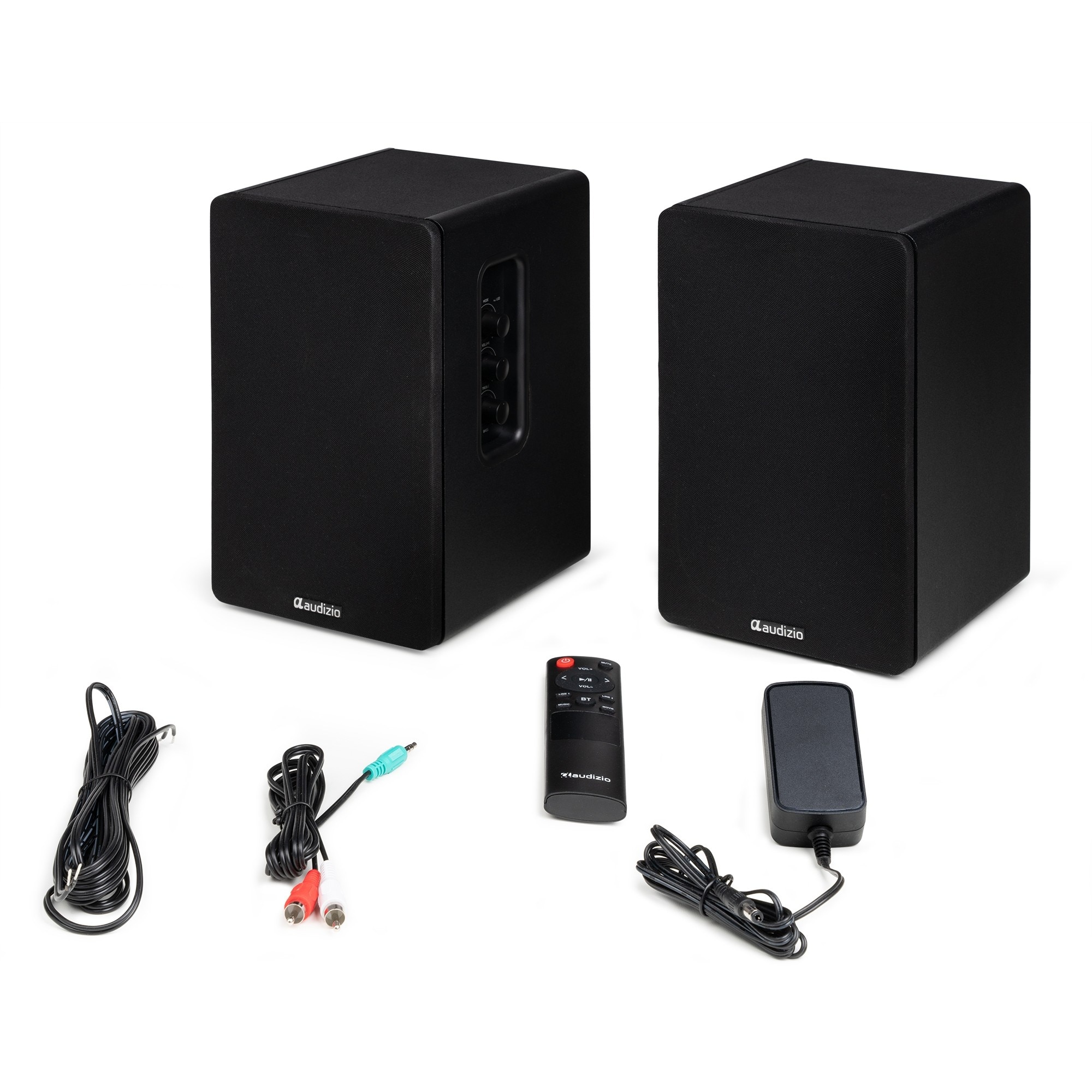 Set 2 boxe active Hi-Fi de raft, 4", 40W RMS, Bluetooth, negru, Audizio KS01