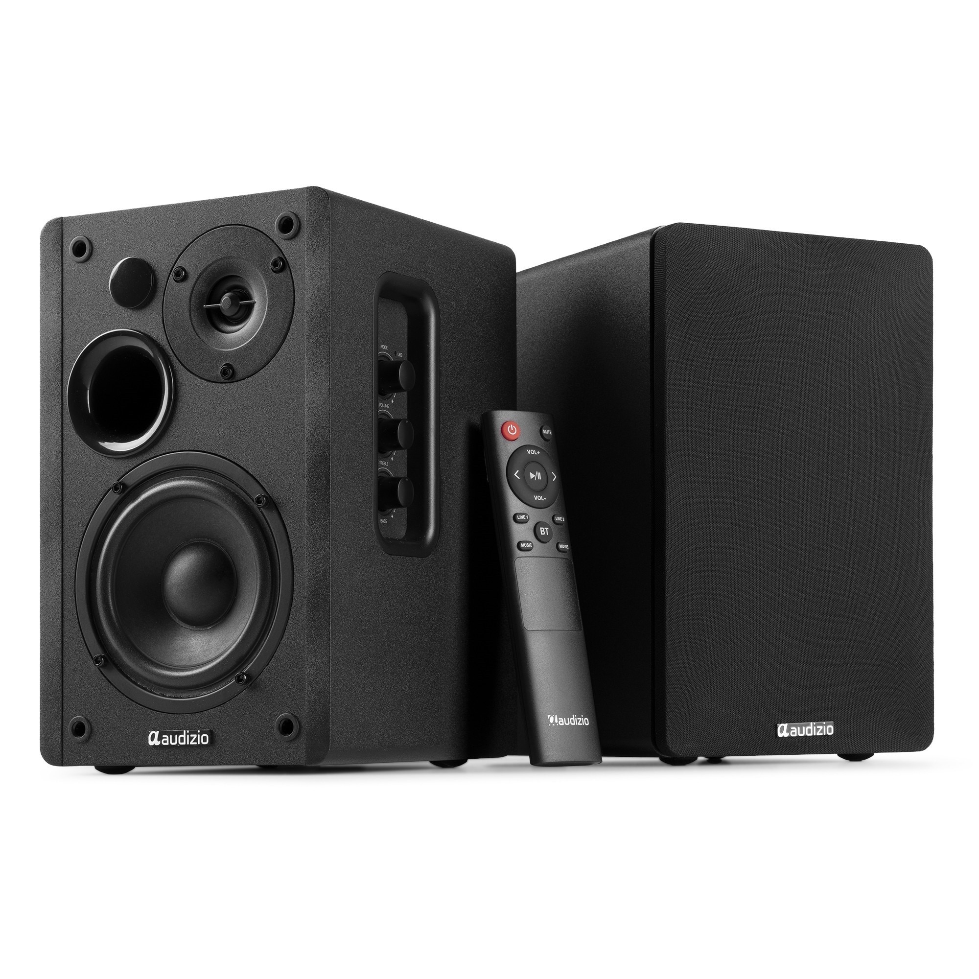 Set 2 boxe active Hi-Fi de raft, 4", 40W RMS, Bluetooth, negru, Audizio KS01