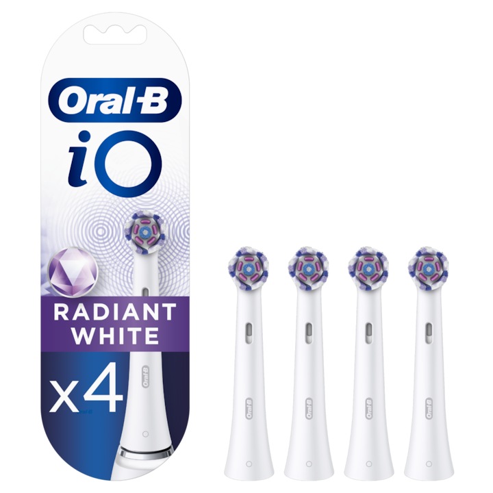 4 Pack Replacement Brush Heads Compatible with OOral-BB iO Radiant White for Teeth Whitening, Only Compatible with iO Series, White