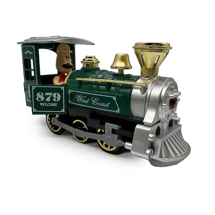 Macheta Locomotivă Clasică, Sunet și Lumini, 14cm, Verde