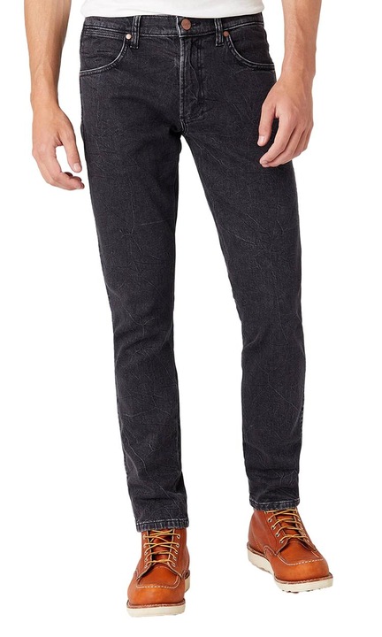 Blugi barbati Wrangler Larston, bumbac/elastan, negru, W33-L34 US