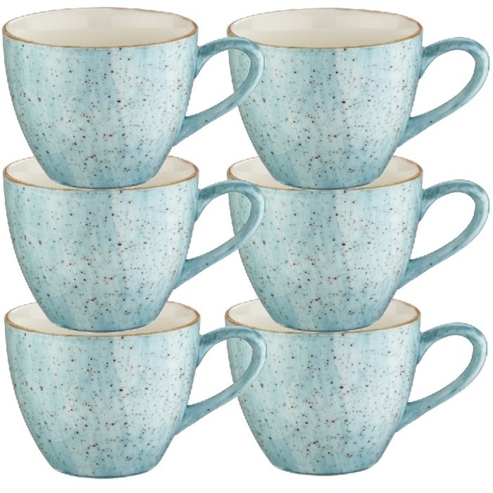 Set 6 cesti cafea din portelan Bonna Aqua 80ml