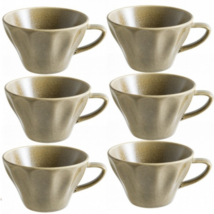 Set 6 cesti portelan ceai Bonna Raw Terra 235ml, maro