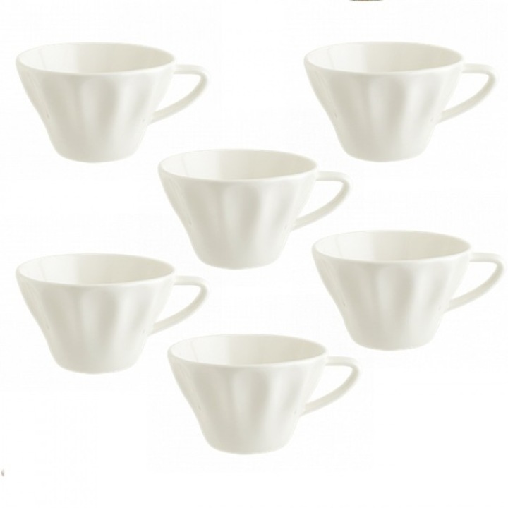 Set 6 cesti pentru ceai/cafea BONNA RAW, 235ml, portelan, alba (RAW 02CF)