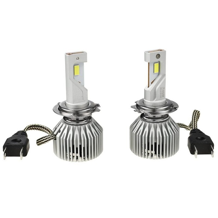 Set 2 becuri H7-H18, 2 x LED CSP, 12V, 60W, 7200 LM, 6000K, 400%, cu radiator ventilat, Seria HL Retrofit, Carmotion Vision 83310